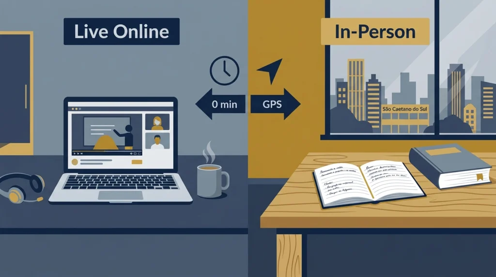 Aulas Online ou Presenciais de Idiomas: Qual Escolher em São Caetano do Sul e São Bernardo do Campo? 2 Aulas online vs presenciais em São Caetano do Sul: qual combina com sua rotina?
