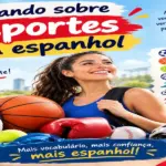 Falando sobre esportes em espanhol: imagem ilustrativa com bolas de futebol, basquete, tênis, luvas de boxe e equipamentos desportivos, oferecido pela FourFlags Language Center