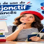 Uso do subjuntivo em francês (subjonctif): imagem ilustrativa com jovem de boina vermelha, bandeira da França e Torre Eiffel, oferecido pela FourFlags Language Center